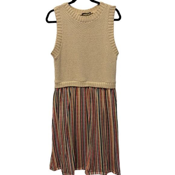 Zara contrasting sweater striped skirt midi sleevless dress sieze large - Picture 5 of 14